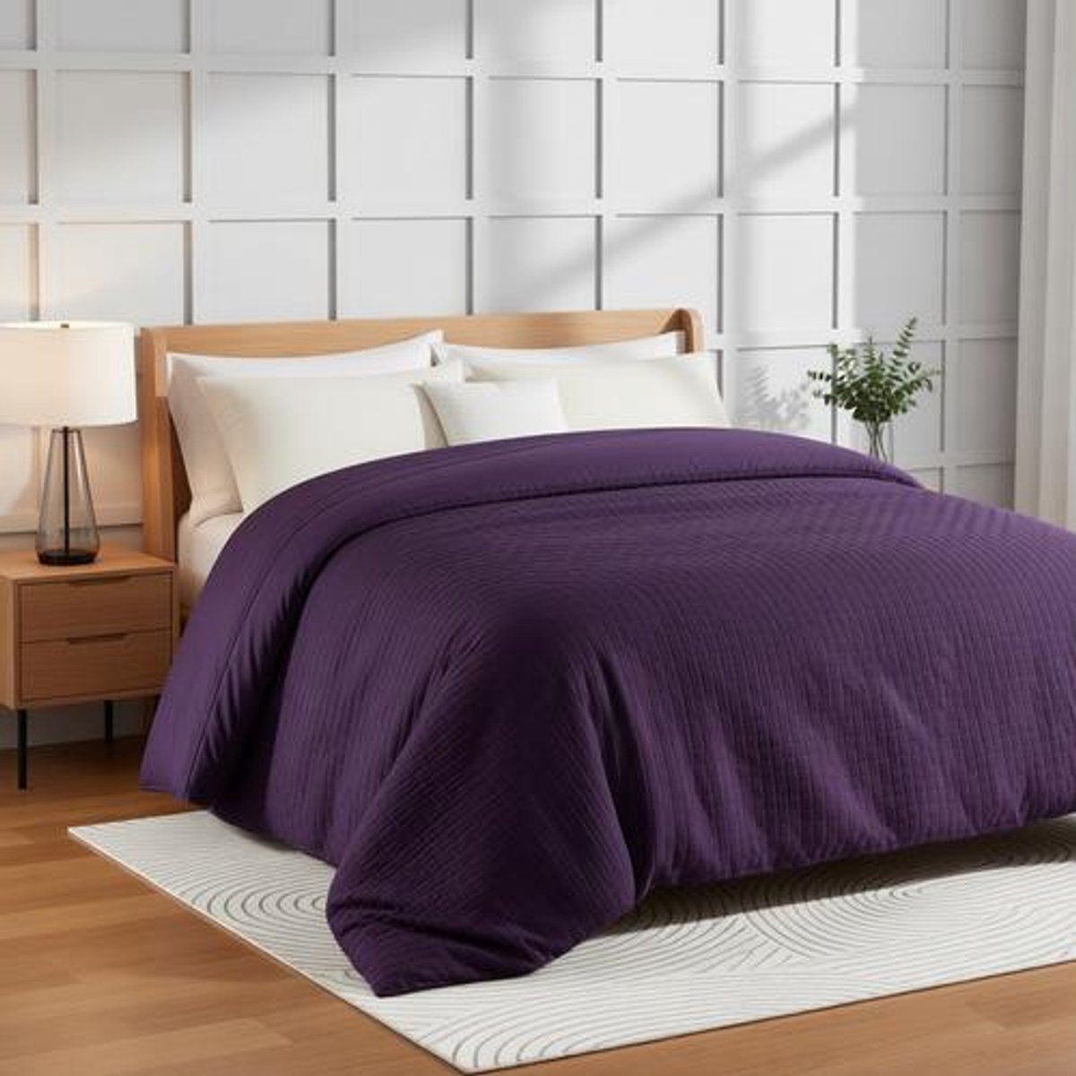 Arvion Dekbed 155 x 220 cm - Donkerpaars - 4-seizoenen Dekbed - Zacht en Ademend