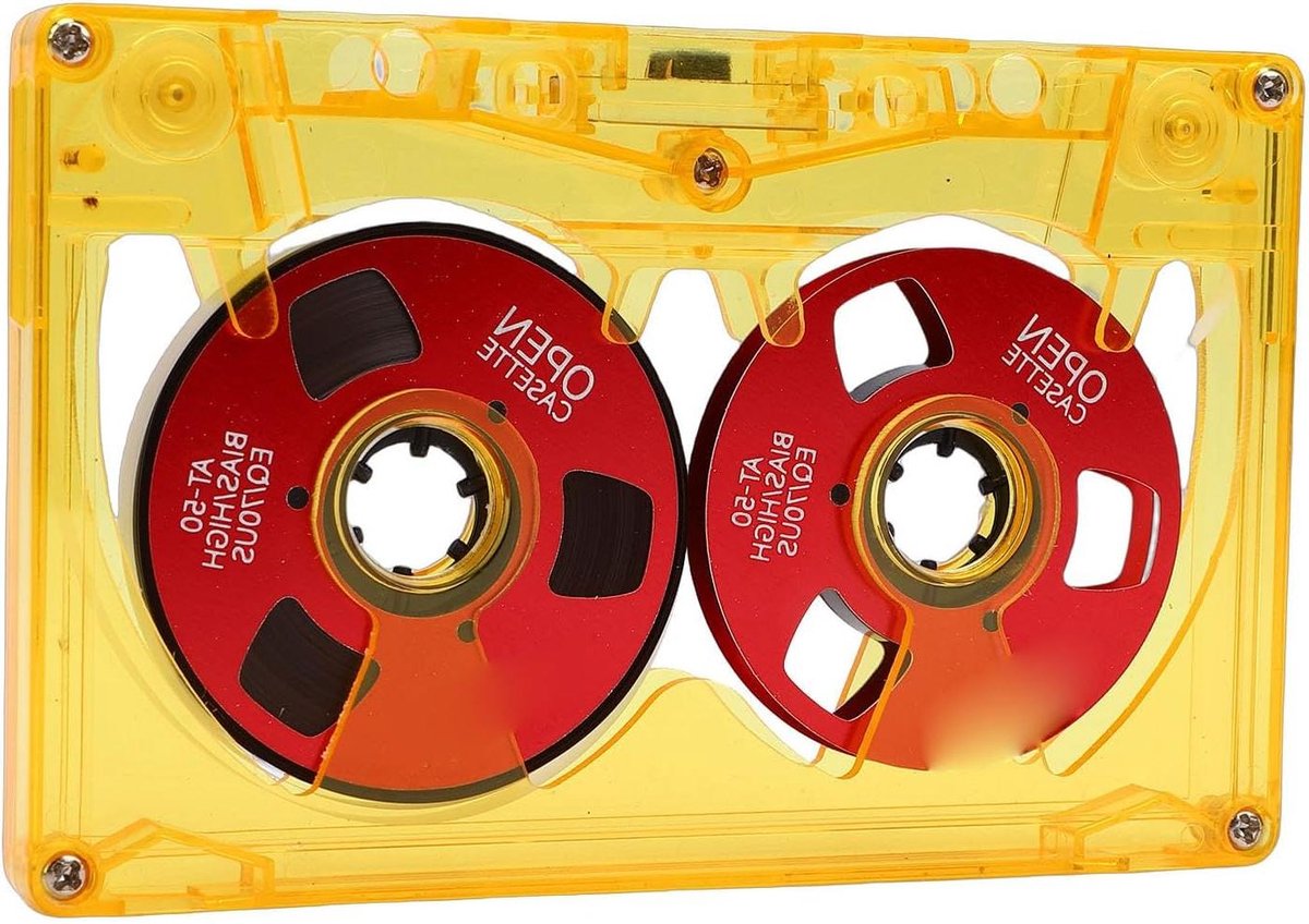 Cassettebandje - Opnamebandje Geluid - Muziek Opnemen - Dubbelzijdig Metalen Spoelen - 50 Minuten - Transparant