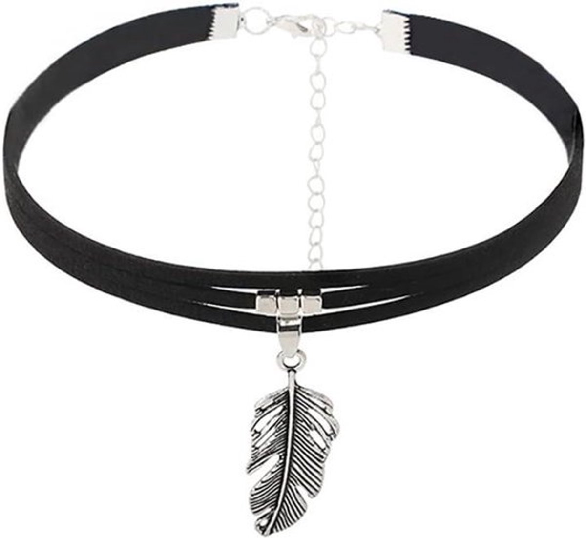 Zwarte Gothic Choker Ketting met Halve Maan Hoorn Blad - Halloween Accessoires voor Vrouwen en Meisjes