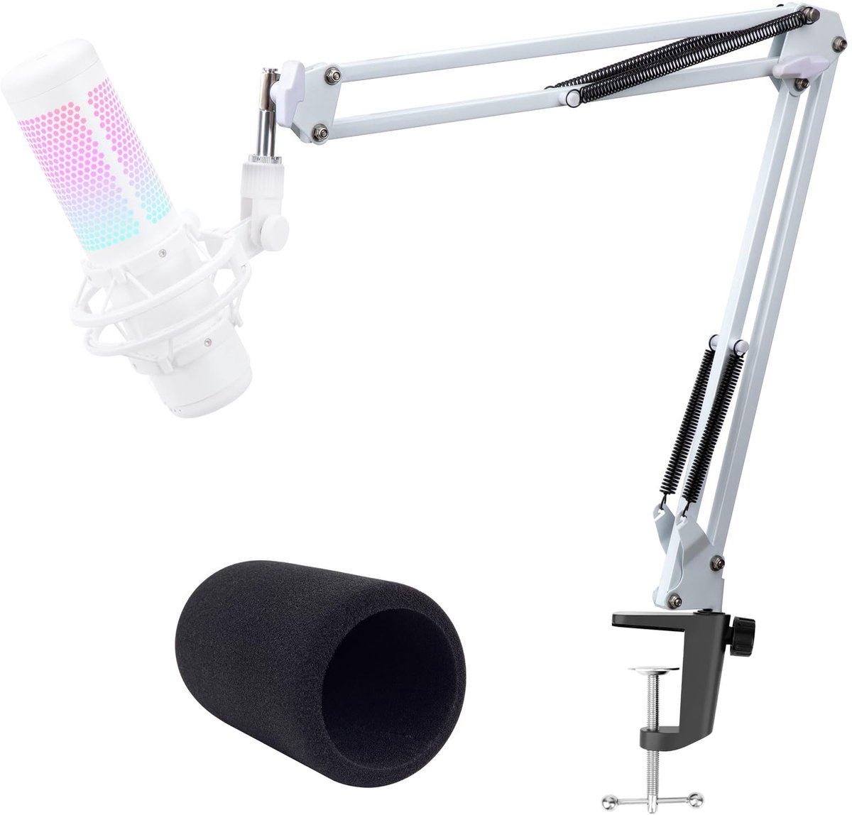 SnelShoppen - Witte Microfoonarm Compatibel met QuadCast S - Premium Microfoonarm voor Gaming, Streaming, Desk Mount, Verstelbaar, Wit