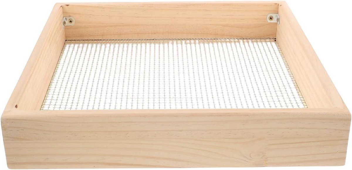 Grindzeef Tuin - Zandzeef Handzeef - Grond Sorteren - Stevig Metalen Gaas - 38 x 38 x 7 cm - Beige