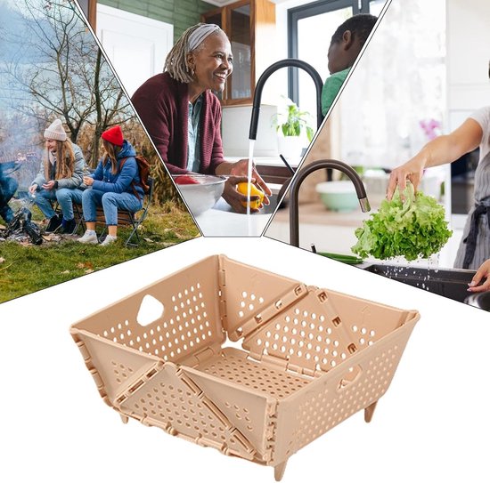 Opvouwbaar Vergiet - Keuken Zeef - Groenten Wassen - Met Handvatten - 206 x 195 x 35 cm - Abrikoos — afbeelding 5