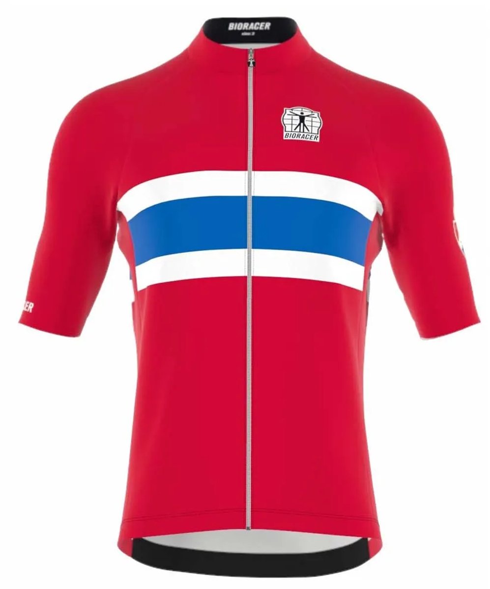Bioracer Icon Classic Norwegian Cycling Korte Mouw Wielertrui Rood XL Man