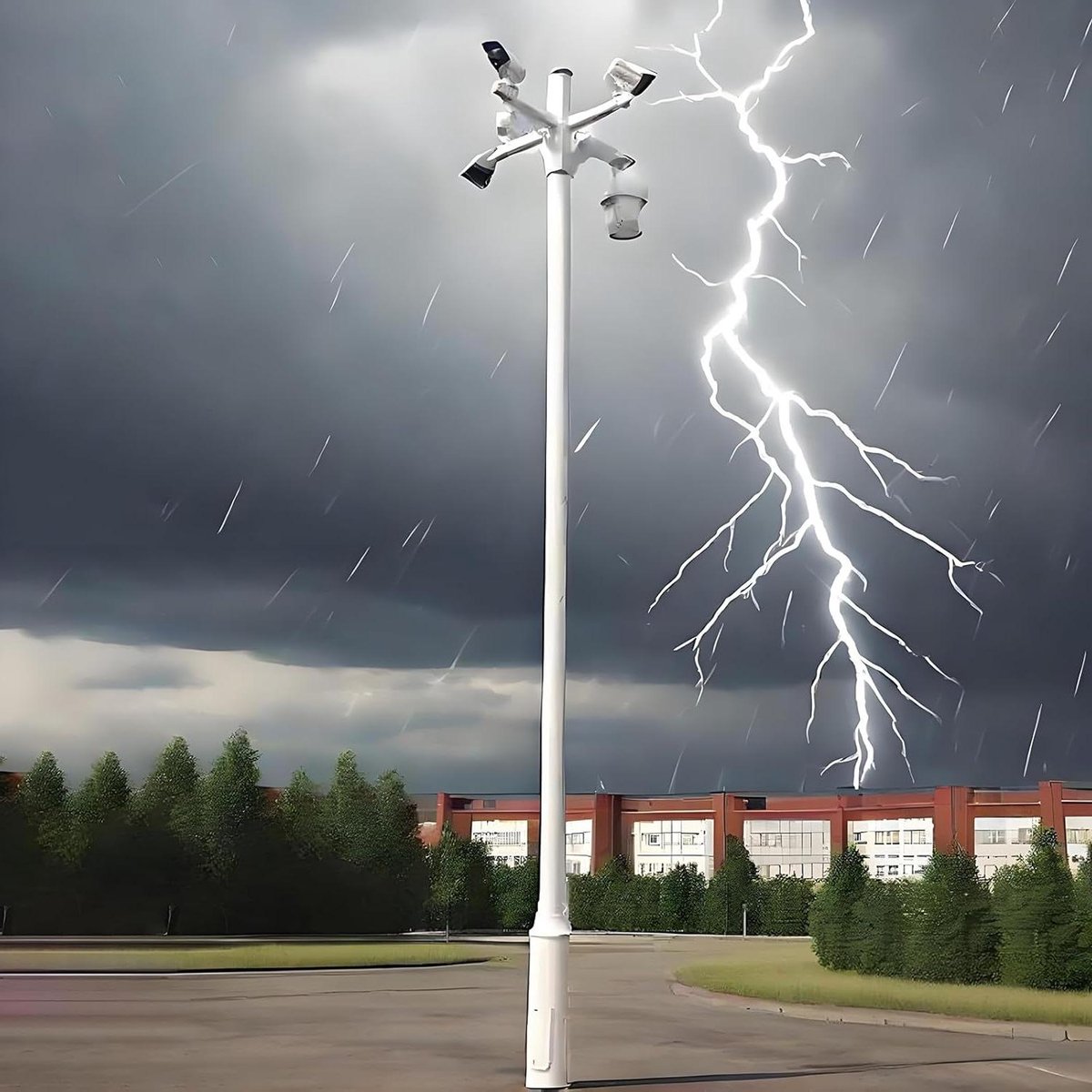 Bewakingscamera Paal - Camera Paalstandaard - Buitenbeveiliging - Verstelbare Hoogte - 6 meter - Wit