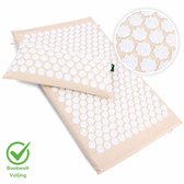 MindBaas - Spijkermat - Spijkerkussen Deluxe Set - Crème - 74 x 44 cm - Ontspanning - Acupressuur Mat - Shakti Mat - Massage Mat - Acupressure Mat - Meditatie - Acupunctuur - Spijkerbed
