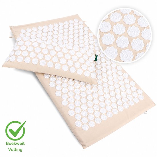 MindBaas Spijkermat Spijkerkussen Deluxe Set in crème