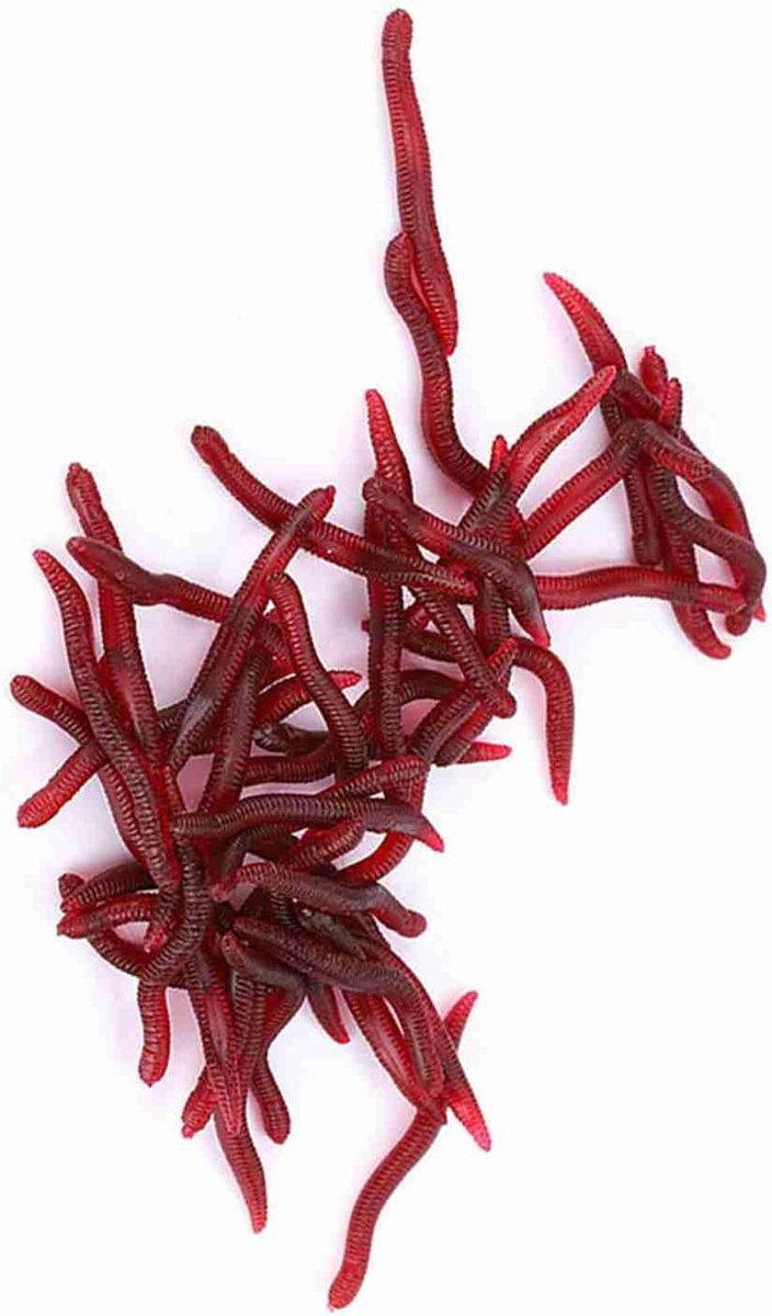 Kunstwormen VIsaas - Zachte Lokaas Regenworm - Vissen Vangen - Realistische Zwemactie - 4 cm - Rood — afbeelding 4