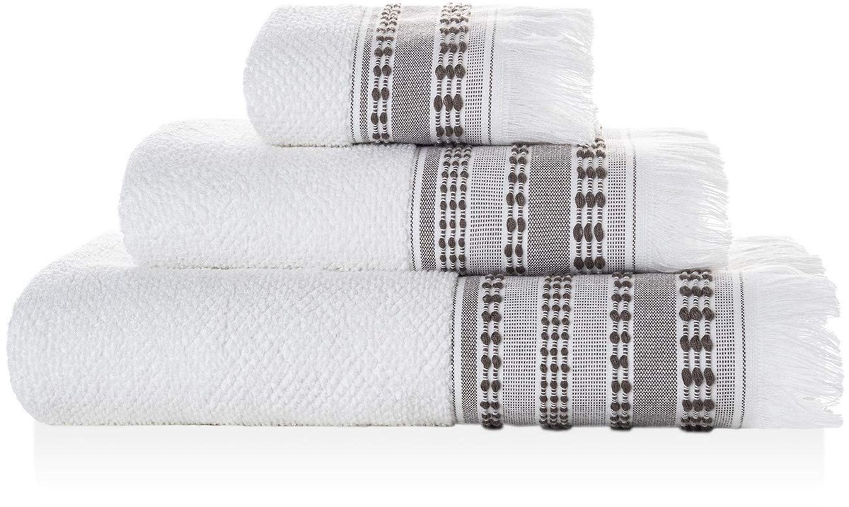 SnelShoppen - Handdoekenset 30x50/50x100/70x140 cm - Luxe Witte/Beige Bad- en Gastendoeken - Zacht en Absorberend - Perfect voor Thuis, Kamperen en We