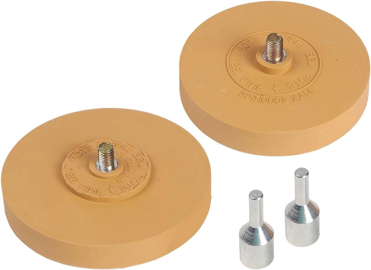 Rubberen Stickerverwijderaar - Verwijderschijven Boor - Folie Verwijderen - Krasvrij Werken - 88 mm en 100 mm - Zwart