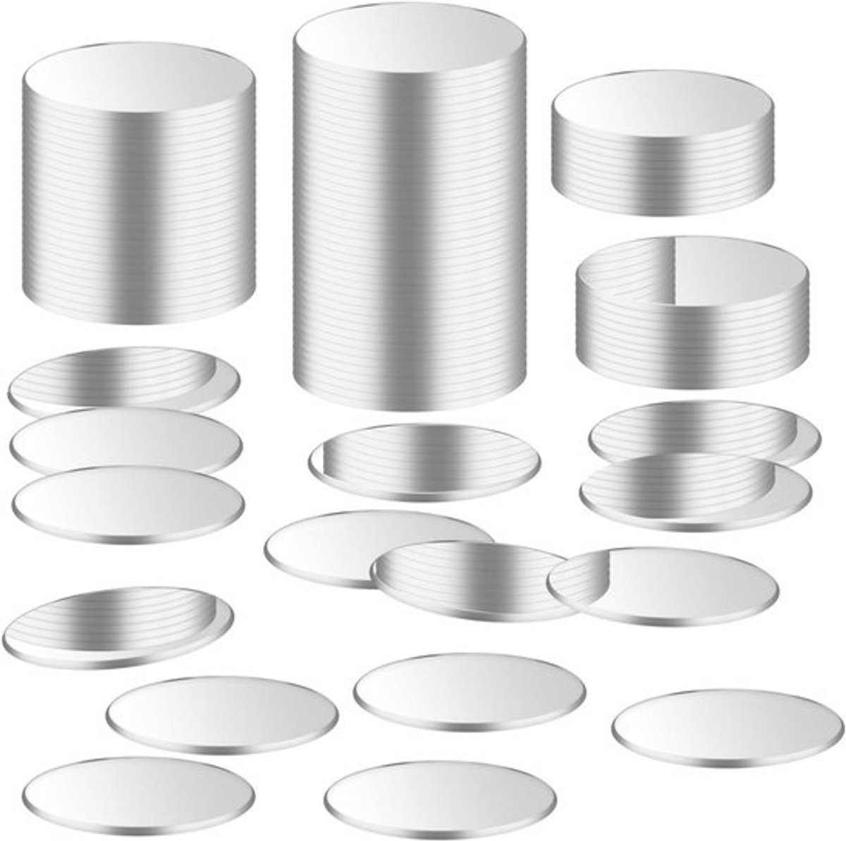 Zelfklevende ronde mini-spiegel van 2,5 cm voor knutselen, mozaïek en decoratie - Set van 100 stuks