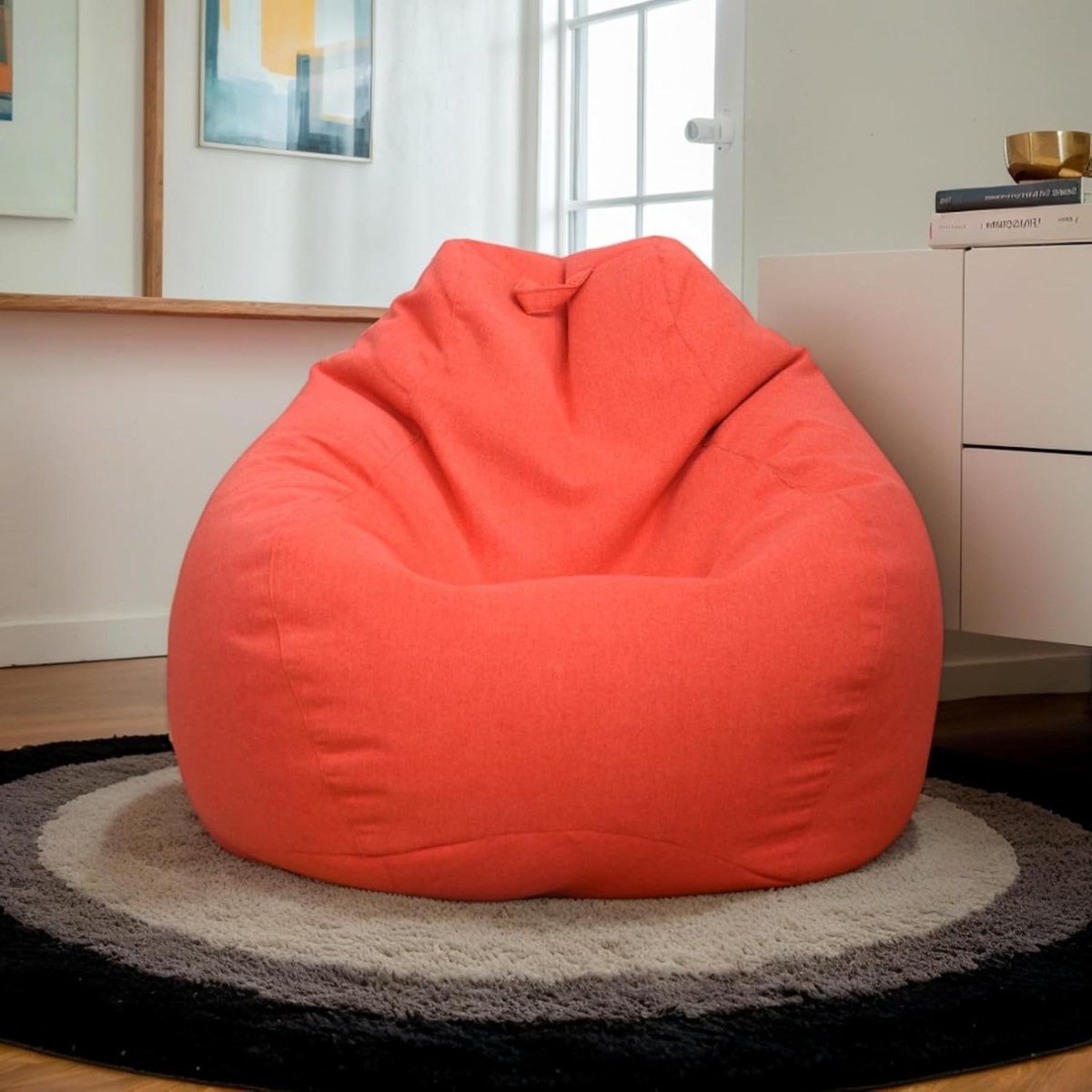 Zitzakbank - Luie bank vloerkussen - Ontspannen comfort - Machinewasbare hoes - 80 x 90 cm - Rood
