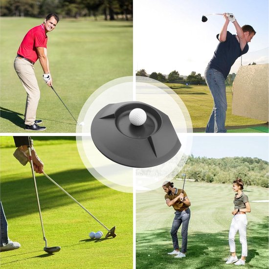 Putt Cup Oefenbeker - Golf Oefen Hole - Golfspel Verbeteren - Voorkomt Uitrollen Bal - 23x193x2 cm - Zwart — afbeelding 2