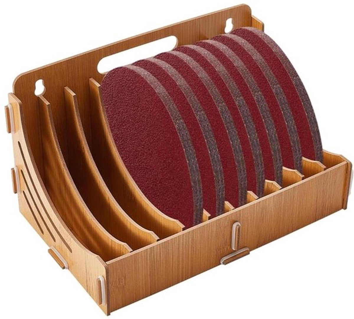 Slijppapierhouder 10-sleuven - Houten Organizer - Gereedschapskist - Opbergrek - Schuurpapier - Afmetingen 251x152x137,5mm - Schuurpapierorganizer