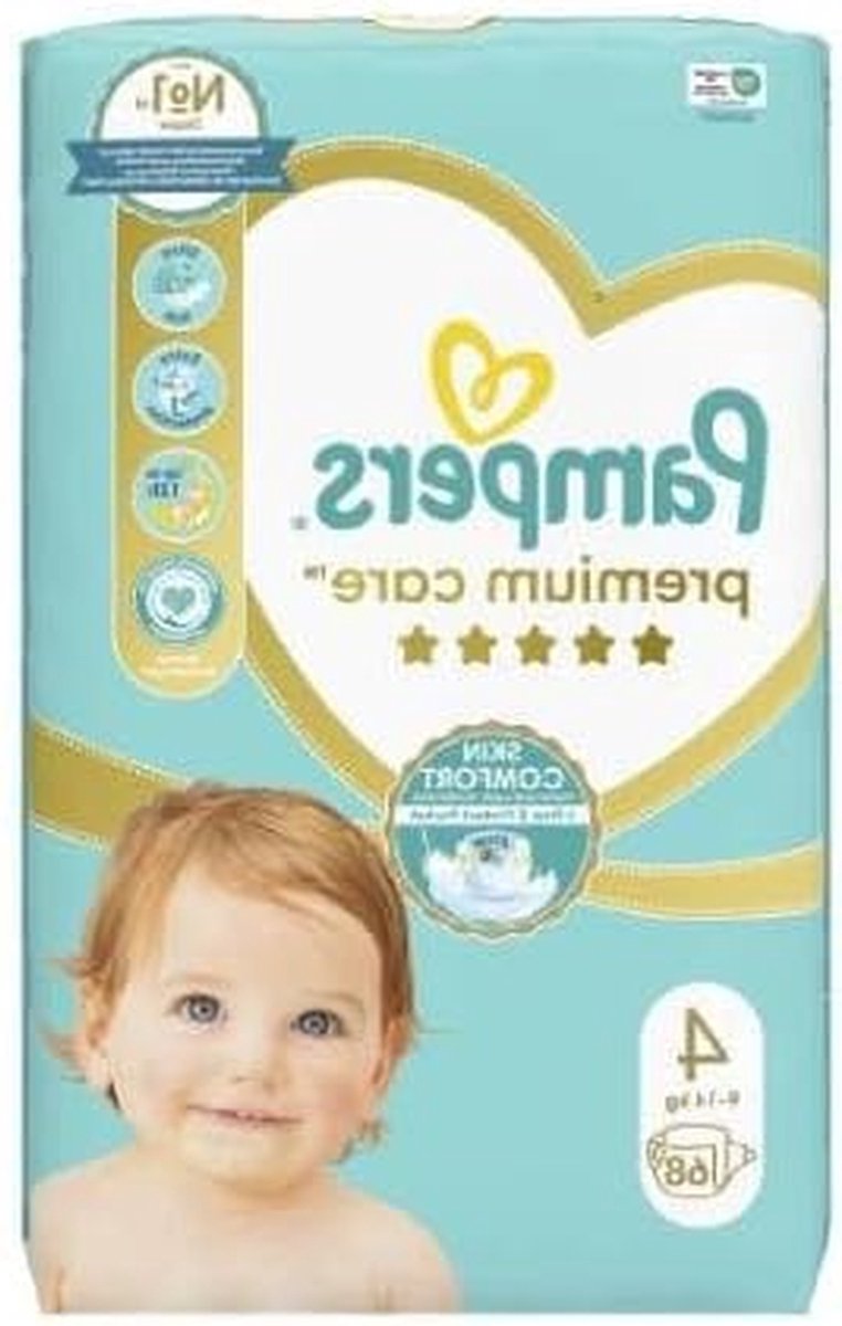Babyluiers Maat 4 - Wegwerpluiers Premium - Droge Babyhuid - Driemaal Bescherming - 68 stuks - Wit