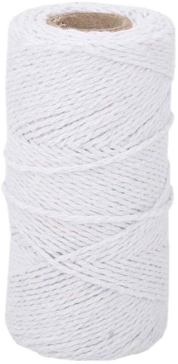 - Jute touw - Ambachtelijk touw - 100 meter - Wit - Tuinieren - Doe-het-zelf en knutselwerk - Cadeaupapier
