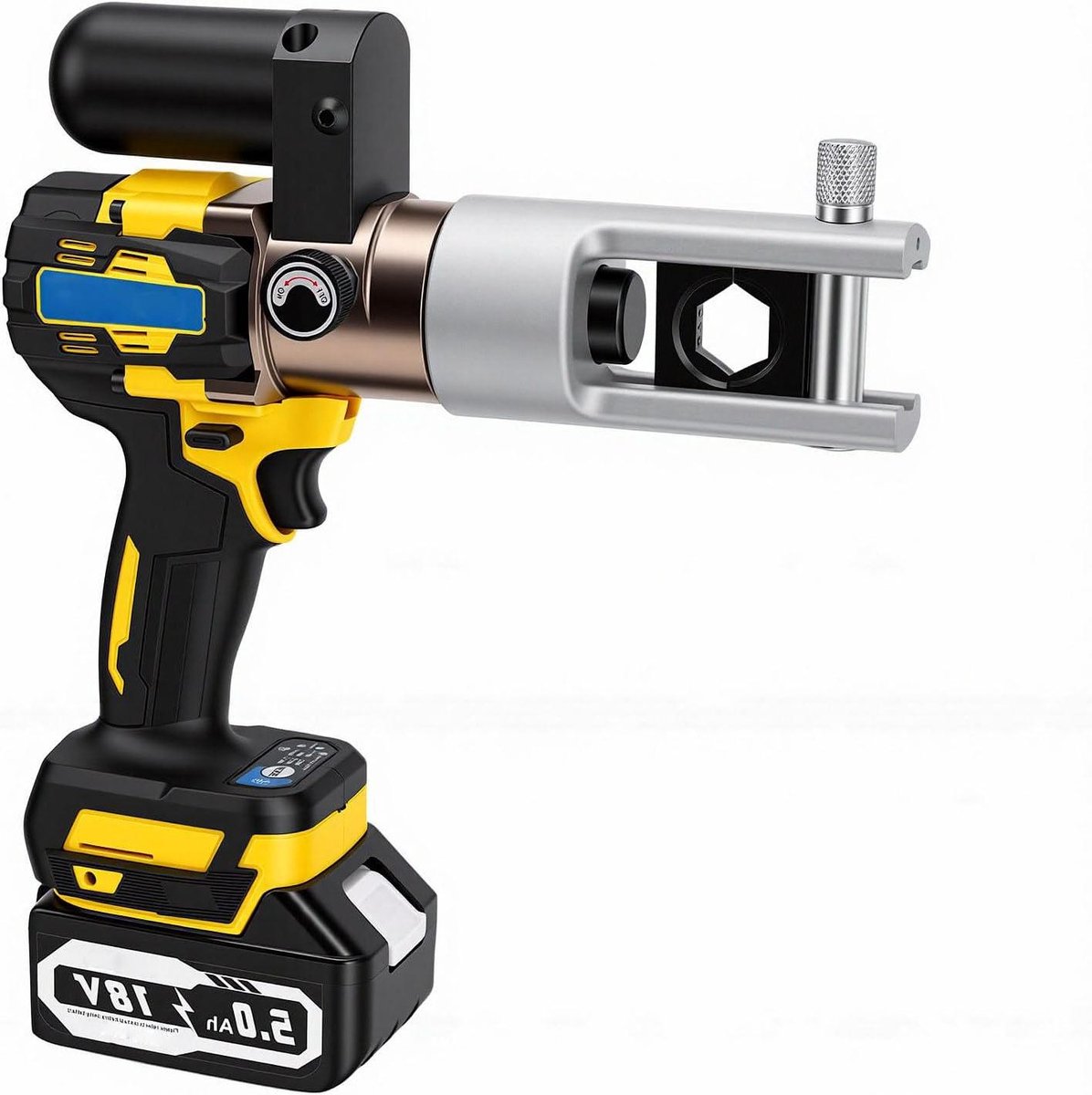 Elektrisch Krimpgereedschap - Hydraulische Crimper - Kabelverbindingen Maken - Draadloos Met 12 Matrijzen - Tot 300 mm² - Zwart