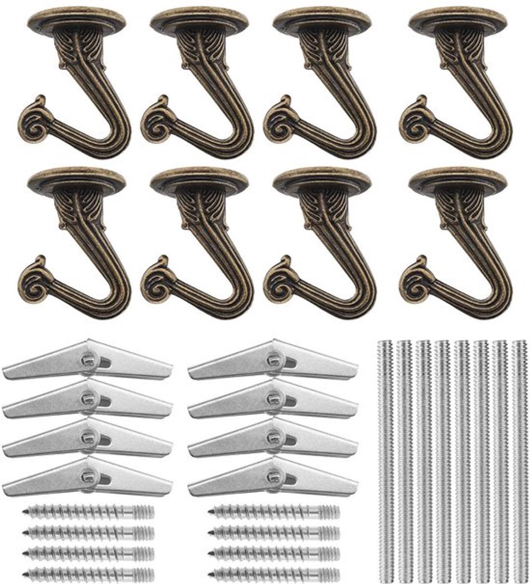 Plafondhaken Set - Robuust - Antiek Brons - Swag Haken - Ornamenten en Plafondlampen - Duu