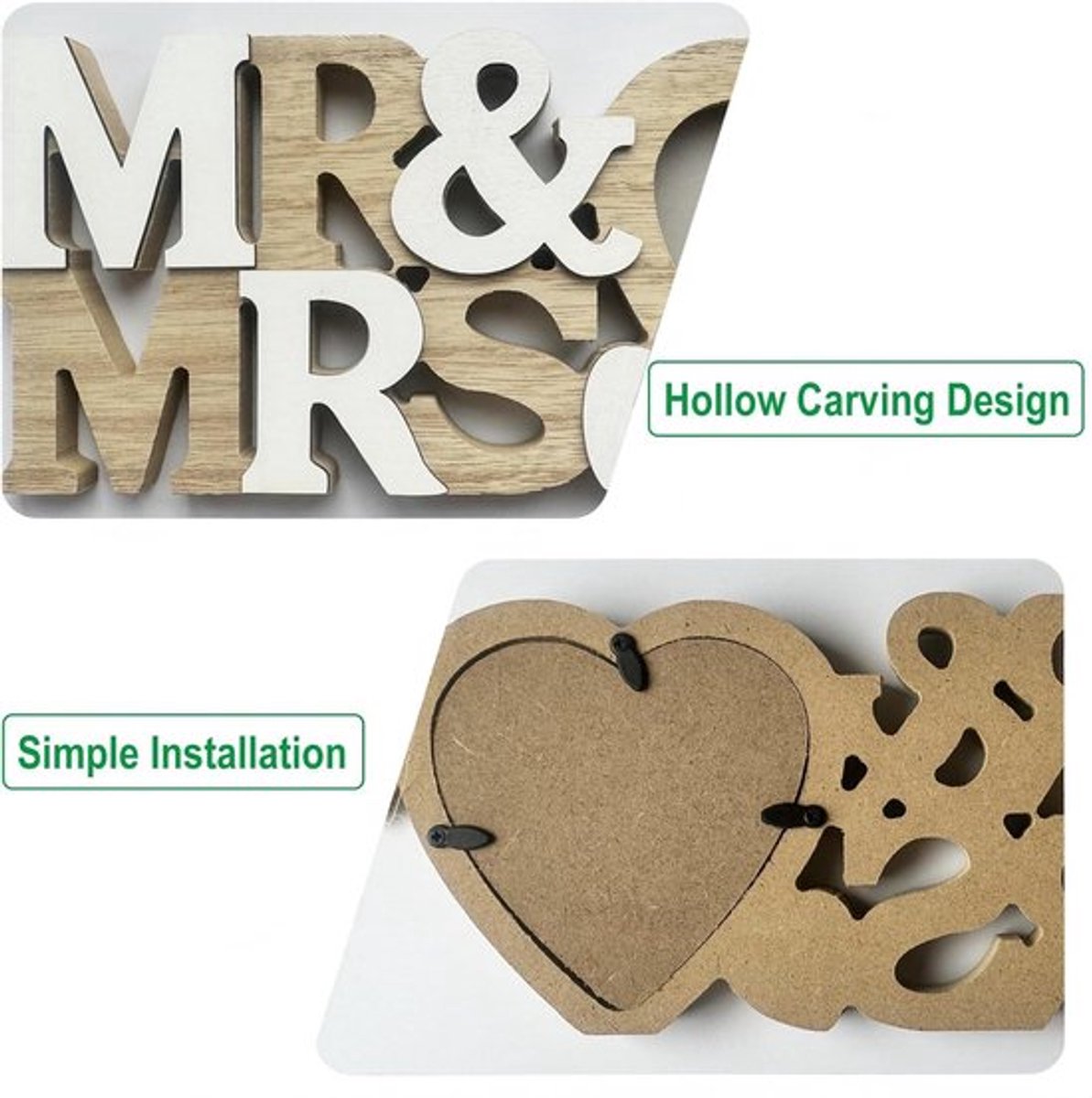 Fotolijsten voor bruiloft met hart fotolijst, houten geschenken, verloving, jubileum.