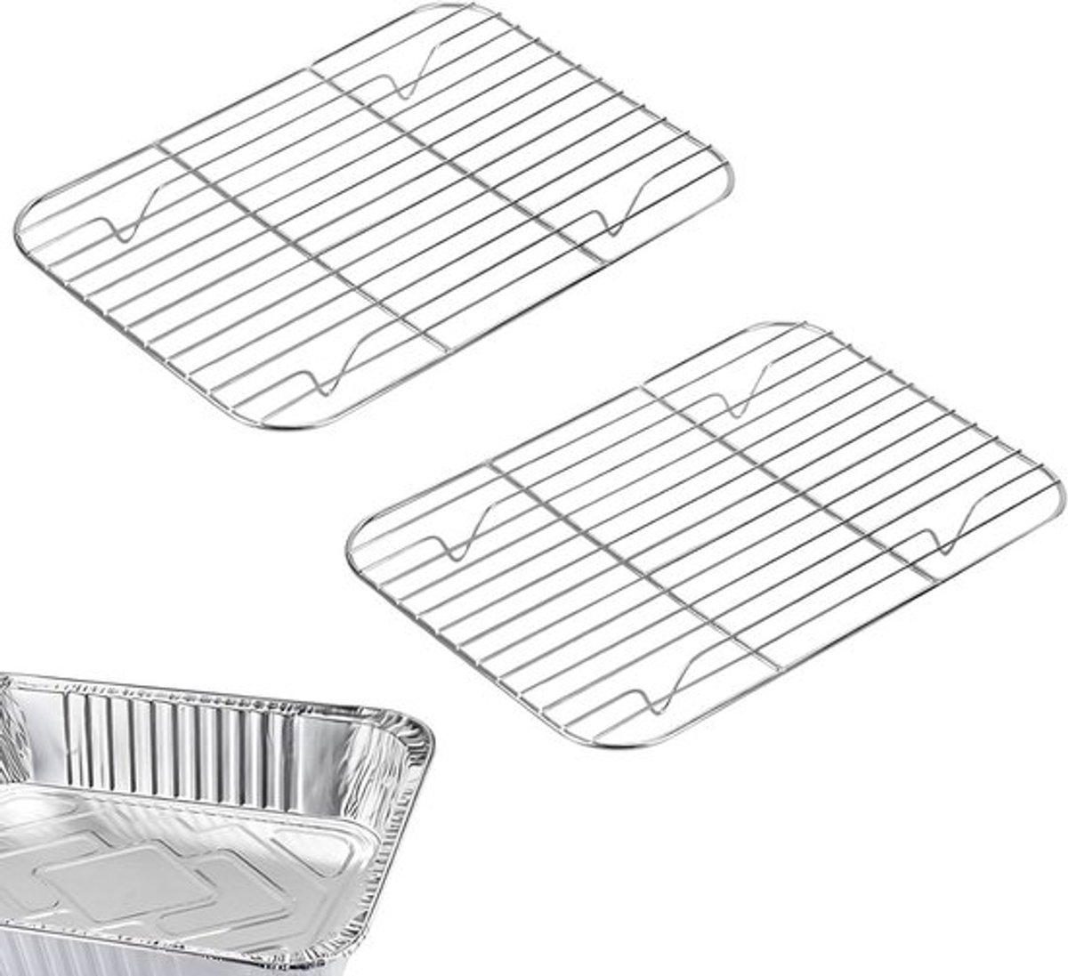 RVS Rack voor Wegwerp Aluminium Folie Pannen - Oven-Safe - Grill en Bakpan Accessoire