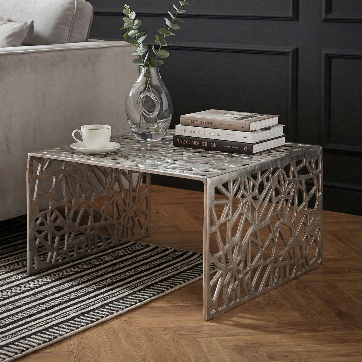 Salontafel aluminium zilver 60 cm