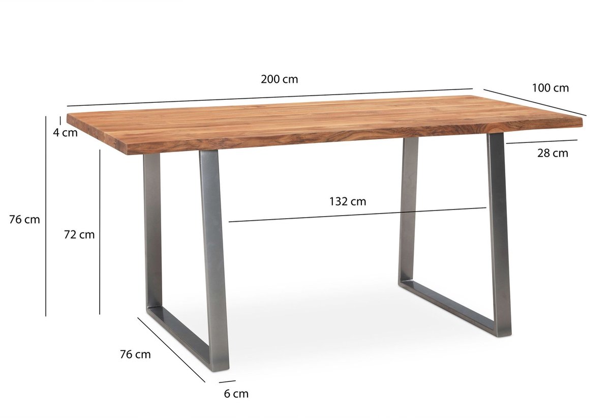Bureau acaciahout 200x100 cm