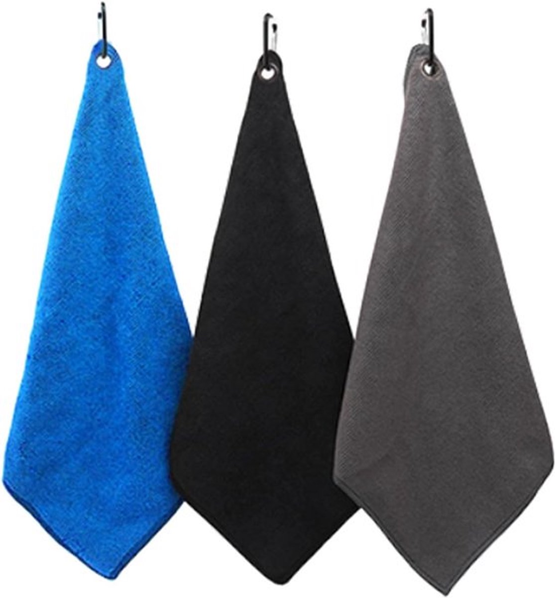 Golfhanddoeken set van 3, multifunctioneel en absorberend met karabijnhaak, voor golftassen, golfbaan, oefeningen.