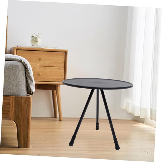 Opvouwbare Camping Tafel - Klaptafel Buiten - Picknicken en Kamperen - Lichtgewicht Aluminium - 37 cm Diameter - Mat Zwart — afbeelding 2