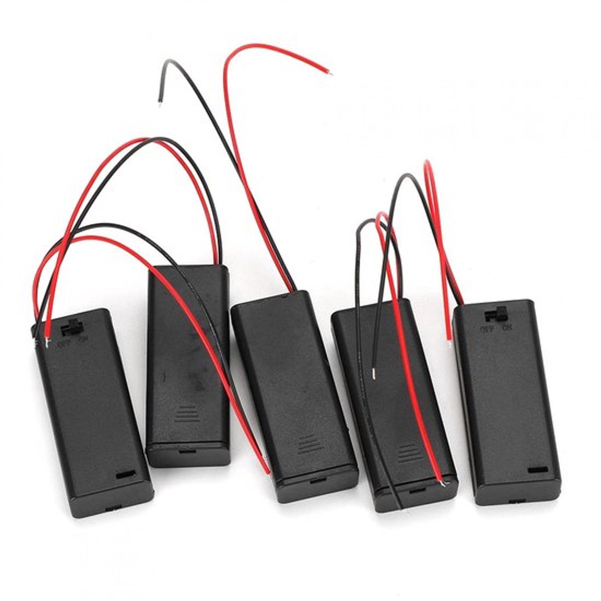 - Batterijhouder - 5 stuks - Met deksel AAN/UIT-schakelaar - Draadkabel - Veilig in gebruik - Ideaal voor hobbyisten - Compact en prakt...