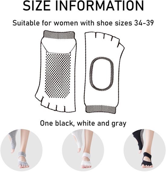- Yoga Sokken - Anti-slip - Ademend en Comfortabel - Zwart - Geschikt voor Pilates en Dans - 3 Paar - Maat 34-39 — afbeelding 2