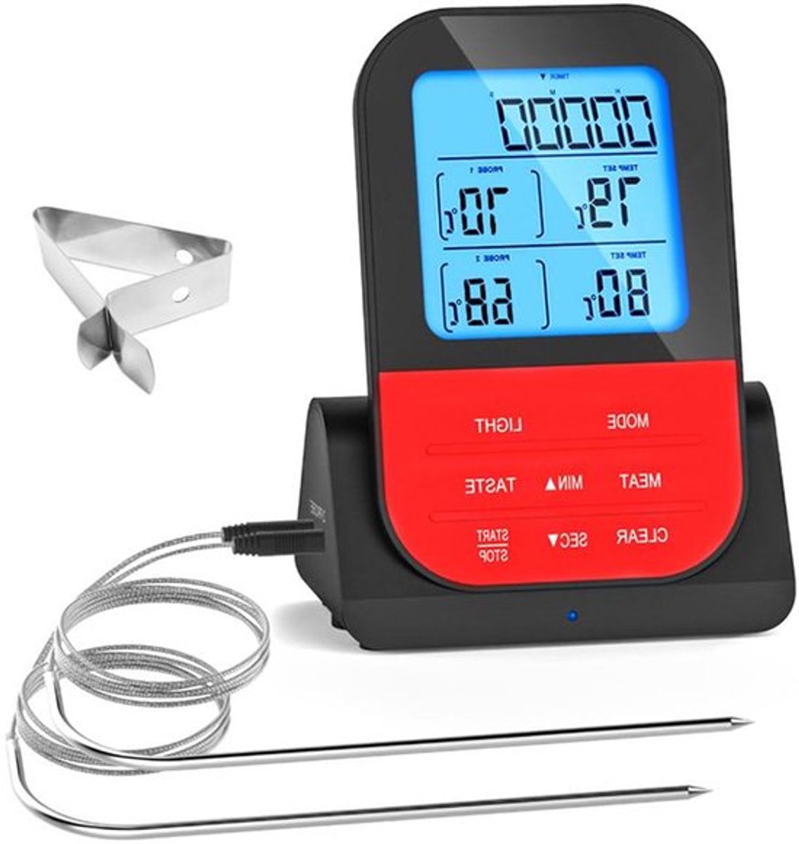 Digitale Thermometer met Dubbele Probe voor Barbecue en Koken - Draadloos en Programmeerbaar - Waterdicht - Temperatuurmeter met Grillfunctie