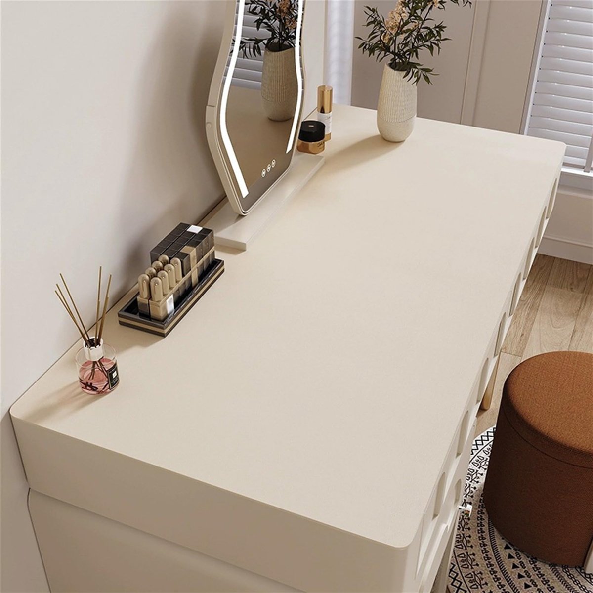 SnelShoppen - Wokuaile Bureauonderlegger, Waterdichte Bureaubescherming, PU Tafelbescherming voor Thuis en Kantoor, Beige, 100 x 60 cm