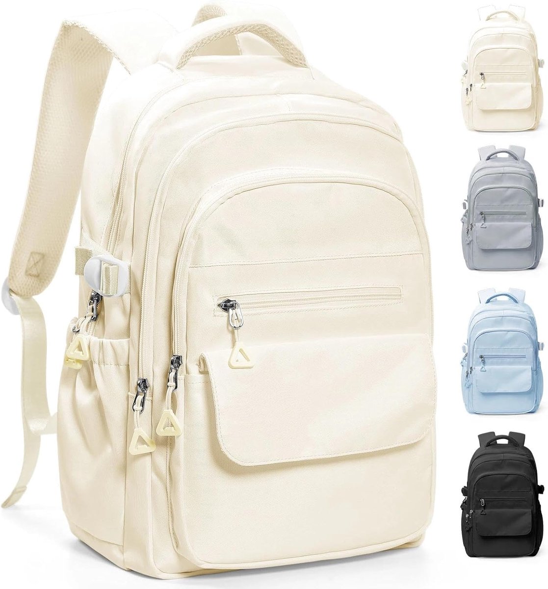 Rugzak - Schoolrugzak voor Tieners en Volwassenen - 15,6 inch Laptoprugzak - 7 Vakken - Waterbestendig - Beige