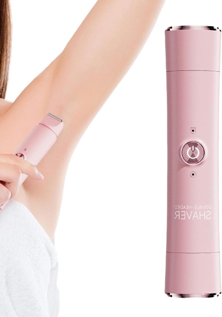 Elektrisch Scheerapparaat - Dames Epilator - Gladde Huid - Dubbele Kop - ca. 15 cm - Paars Roze