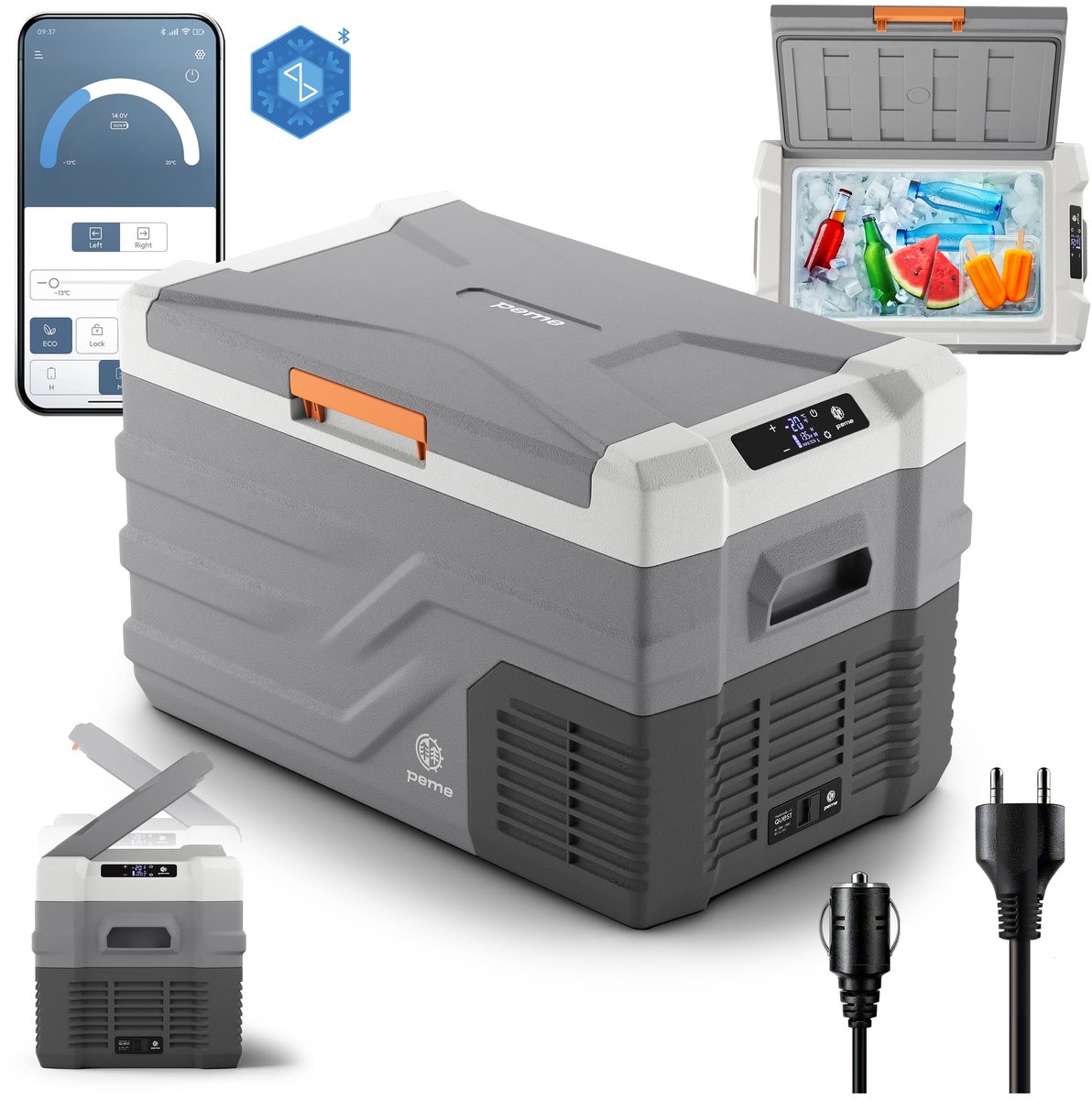 SnelShoppen - Elektrische Koelbox 26,8L - Compressorkoelbox met Vriesfunctie - Draagbare Autokoelkast voor Camping en Reizen - AC/DC Dual Koelen - LCD