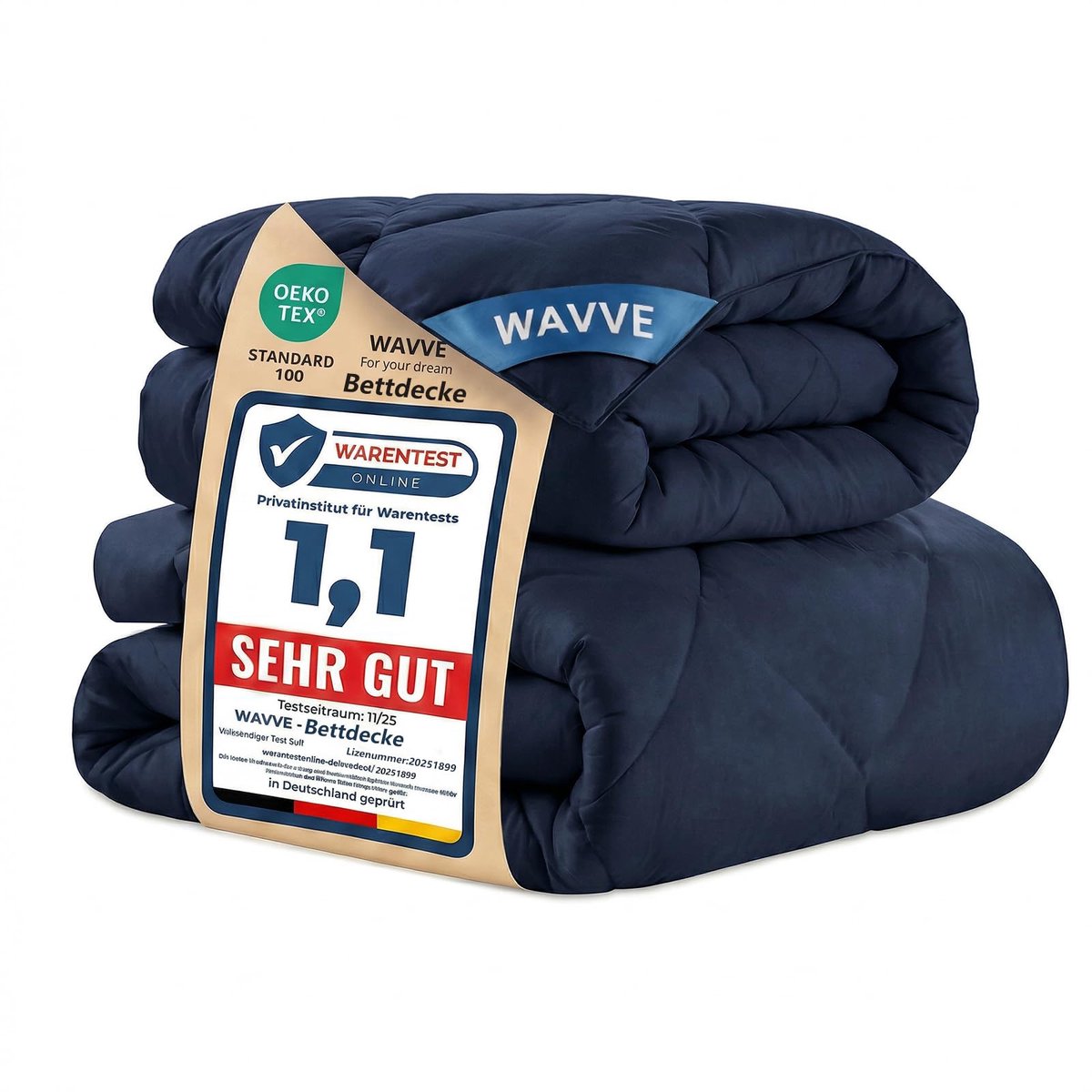 SnelShoppen - WAVVE Dekbed 135x200 2-delige set - Zomer 150 g/m² + 4 Seizoenen 300 g/m² = Winter 450 g/m² - Eenpersoons Dekbed Microvezel Donkerblauw