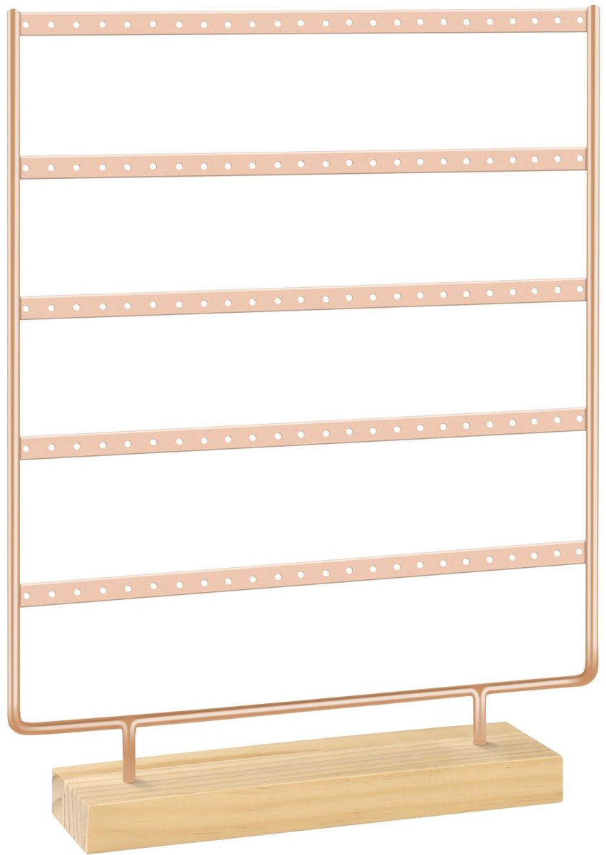 SnelShoppen - Oorbelhouder Organizer voor Vrouwen, 5 Laags Oorbellen Boom met 120 Gaten, Roségoud, Ideaal voor Sieradenopslag en Organisatie