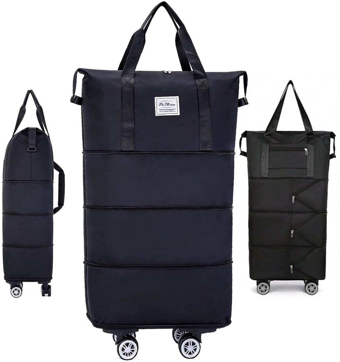 SnelShoppen - Expandeerbare Duffeltas met Wielen 28-70 Liter - Opvouwbare Reistas met Afneembare Wielen - Nat Vak - Handbagage Weekendtas voor Sport e