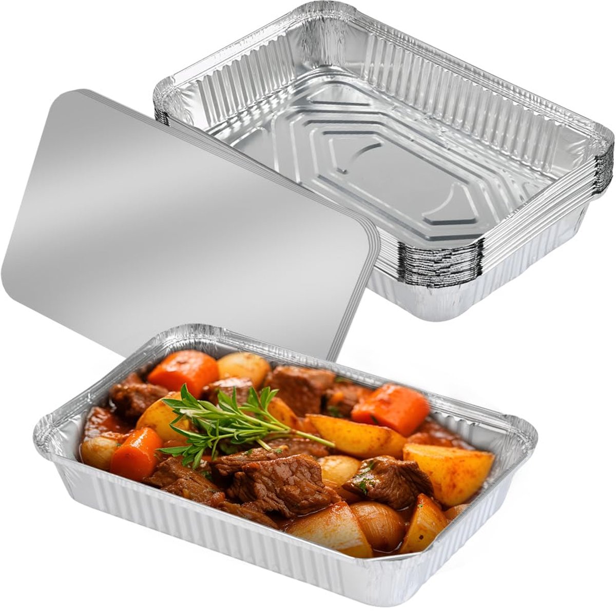 Dailygoods - Set van 20 Aluminium Containers met Deksel - 1900 ml