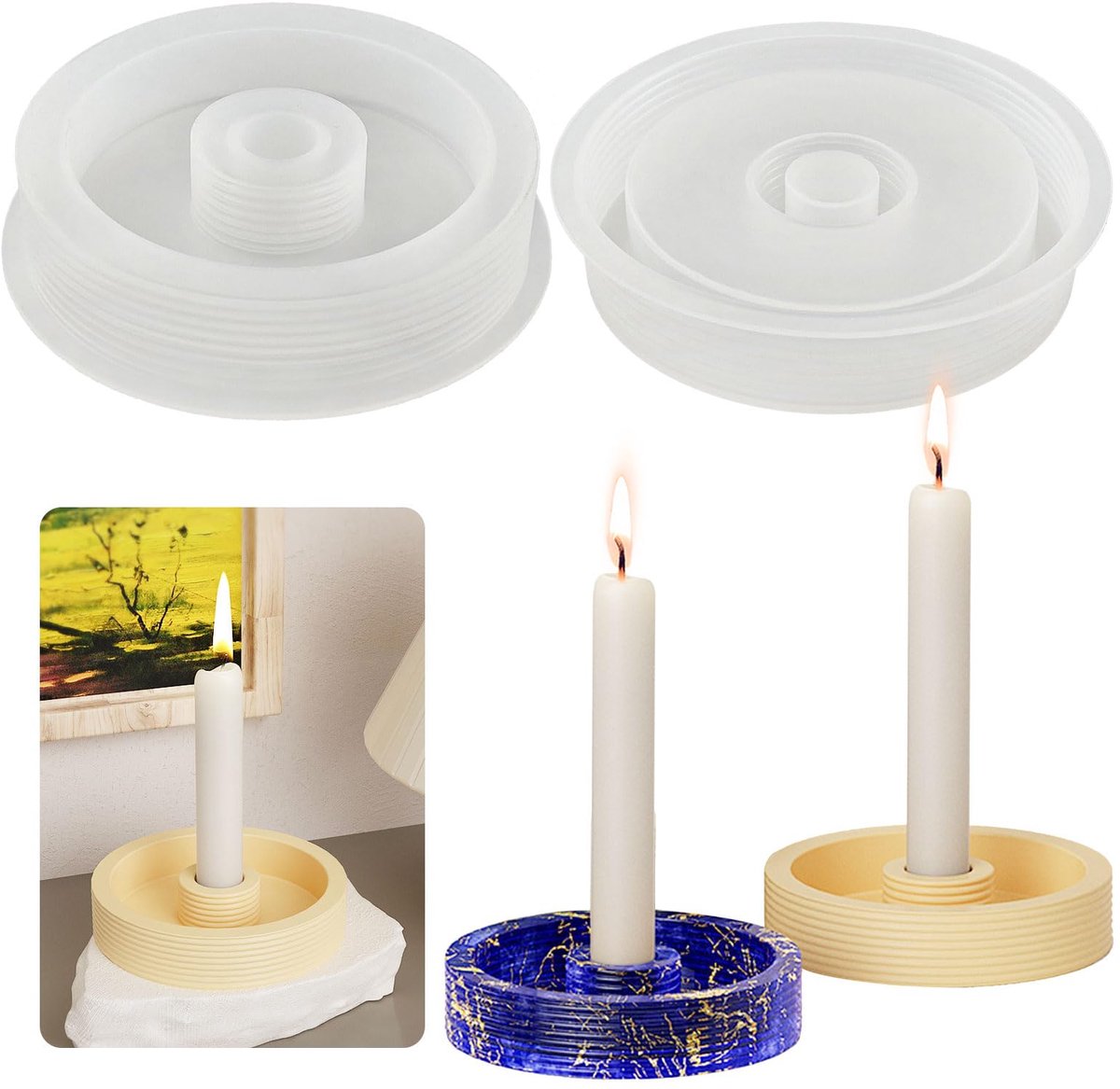 Dailygoods - Set van 2 Siliconen Kandelaars voor Staafkaarsen
