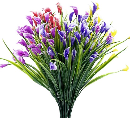 Dailygoods - 10 Stuks Kunstbloemen - UV-bestendige Calla Lelies voor Binnen en Buiten