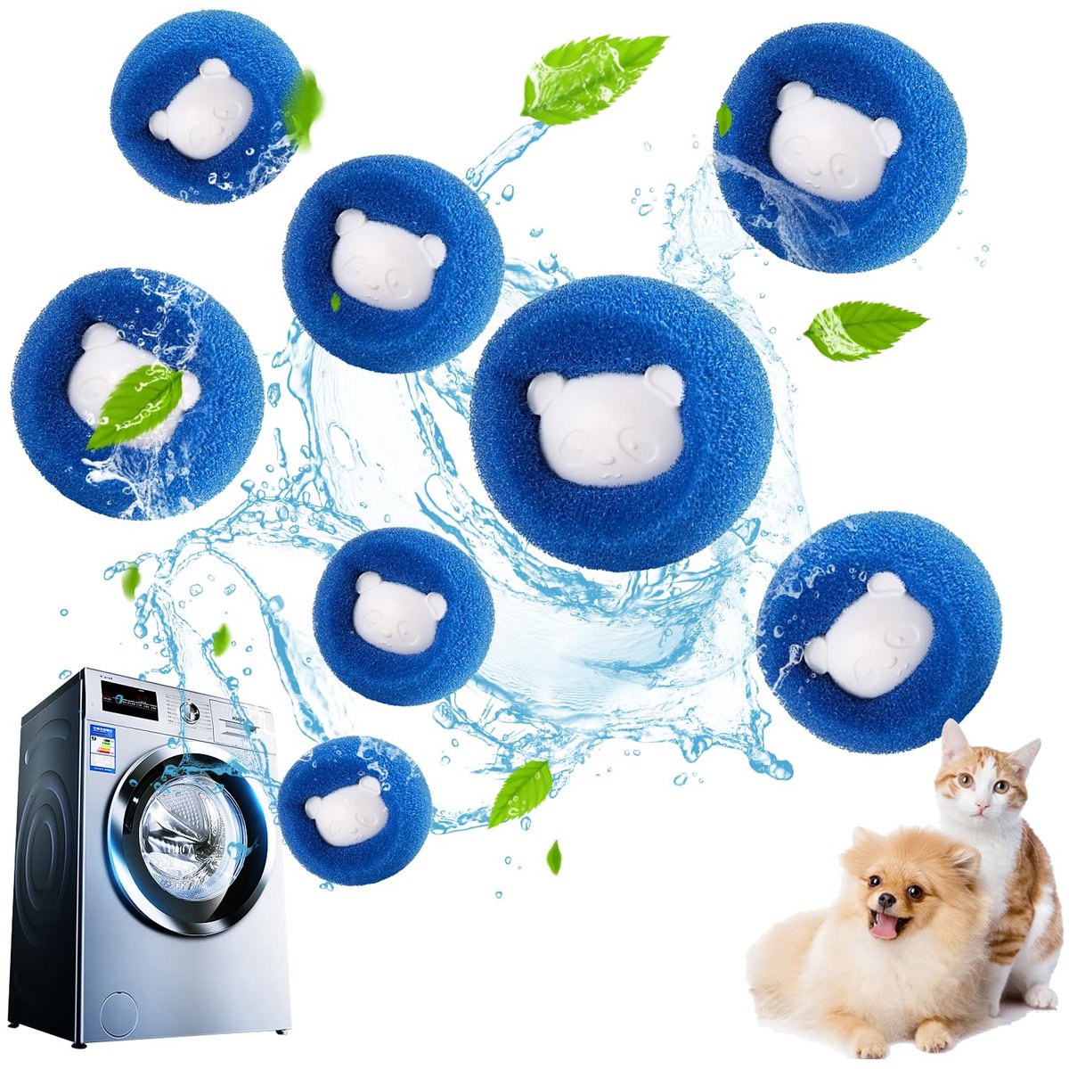 SnelShoppen - Wasmachine Voor Dierenharen, Pompons en Pluisverwijderaar, Haarvanger voor de Wasmachine, 8 Stuks Blauw, Ideaal voor Huisdieren en Kledi