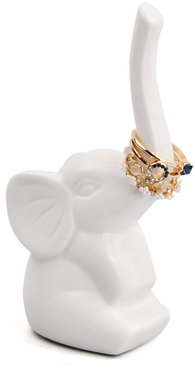 Dailygoods - Porseleinen Olifant Ringstandaard - Unieke Sieradenhouder voor Dames