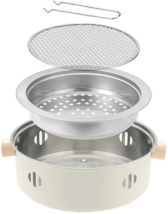 Draagbare houtskoolgrill van 32 cm, rookvrije tafelgrill met ventilator. — afbeelding 4