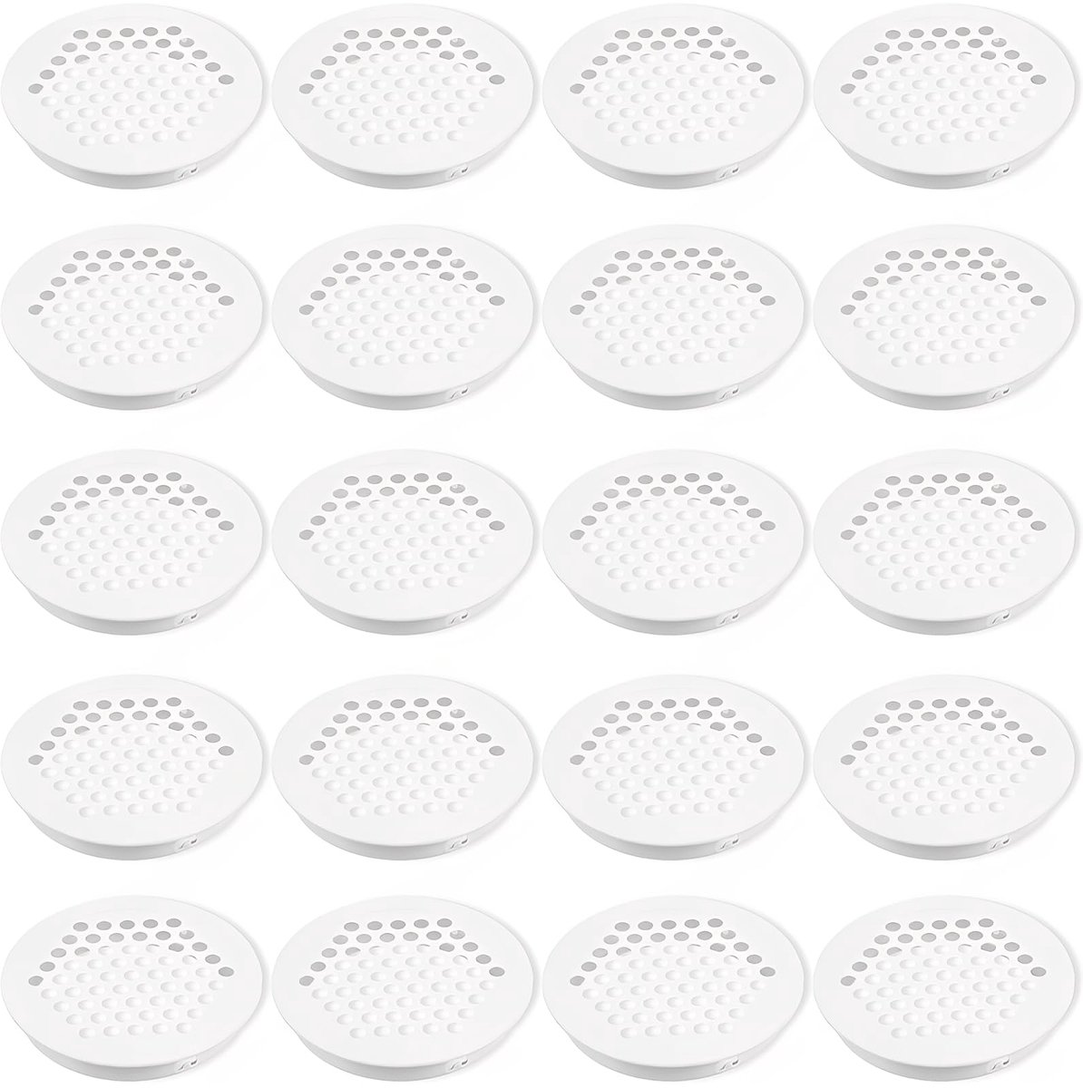 Dailygoods - 20 stuks ronde ventilatieroosters van roestvrij staal - 60 mm