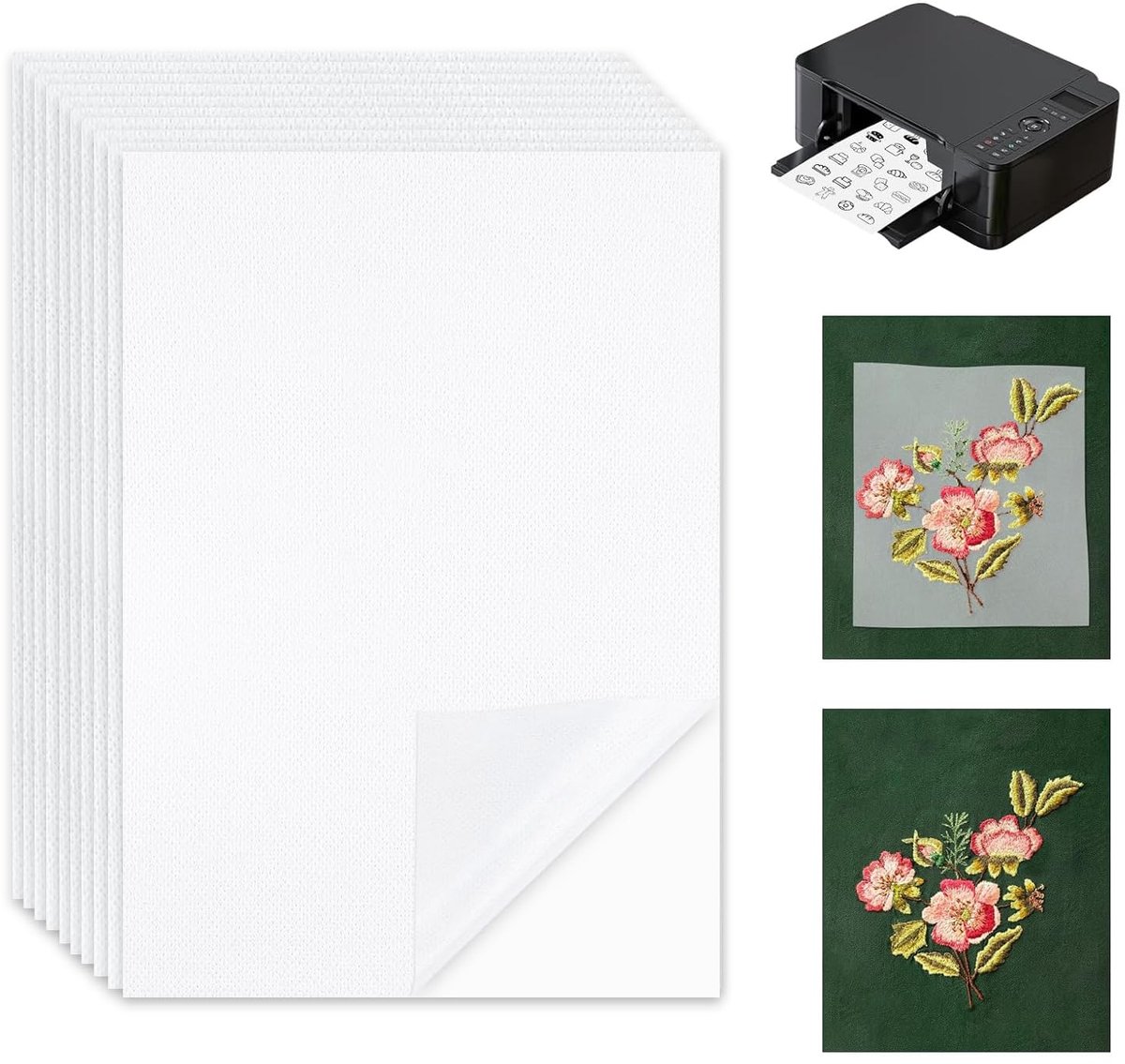 Dailygoods- Borduurvlies Wateroplosbaar - 10 Stuks A4 - Zelfklevend - Bedrukbaar Borduurpapier - Niet-geweven Stof - Perfect voor Doe-het-zelf
