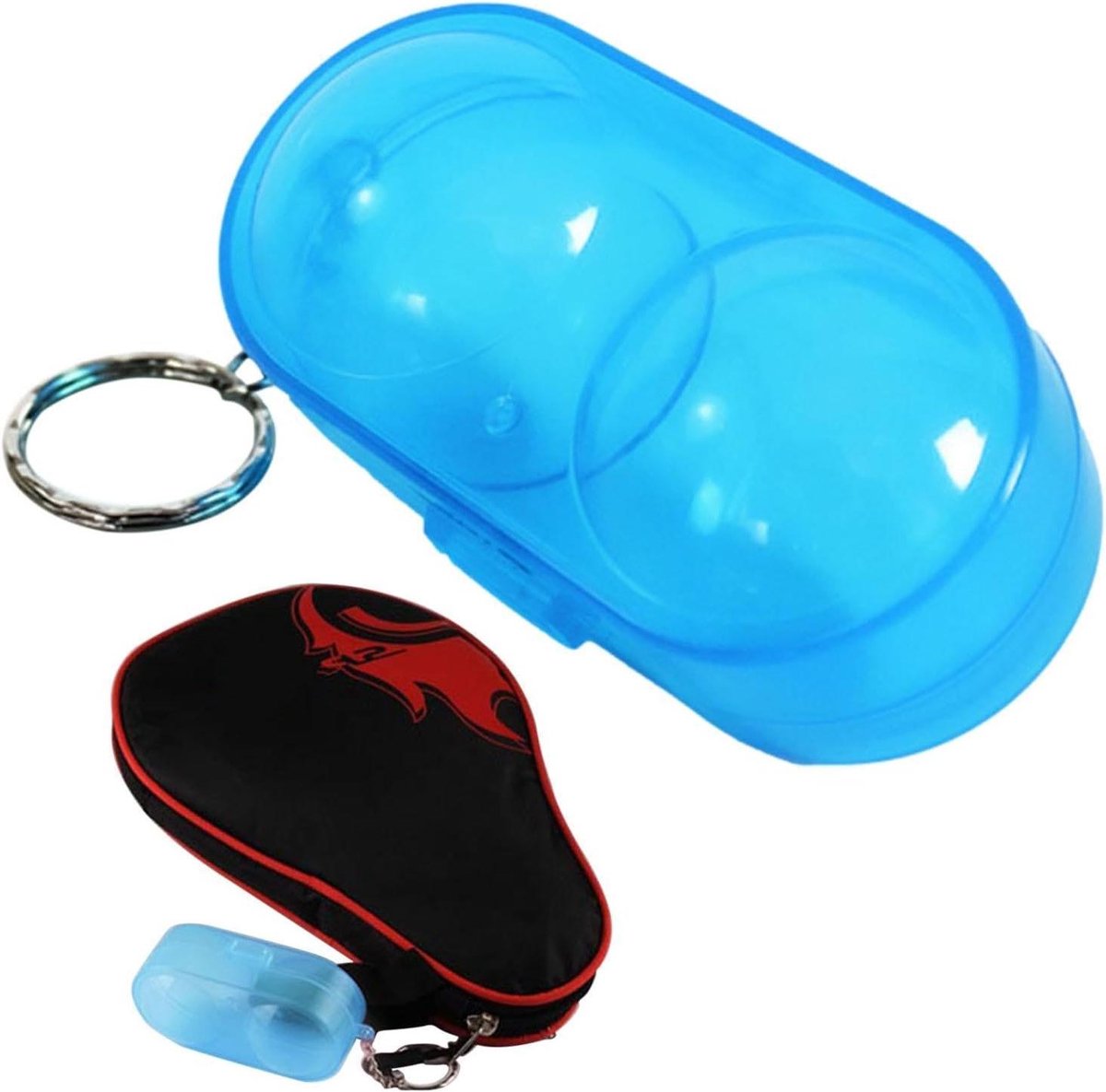 Tafeltennisbal Houder - Ping Pong Bal Opberger - Tafeltennis Organiseren - Transparant PP Materiaal - Voor 2 Ballen - Blauw