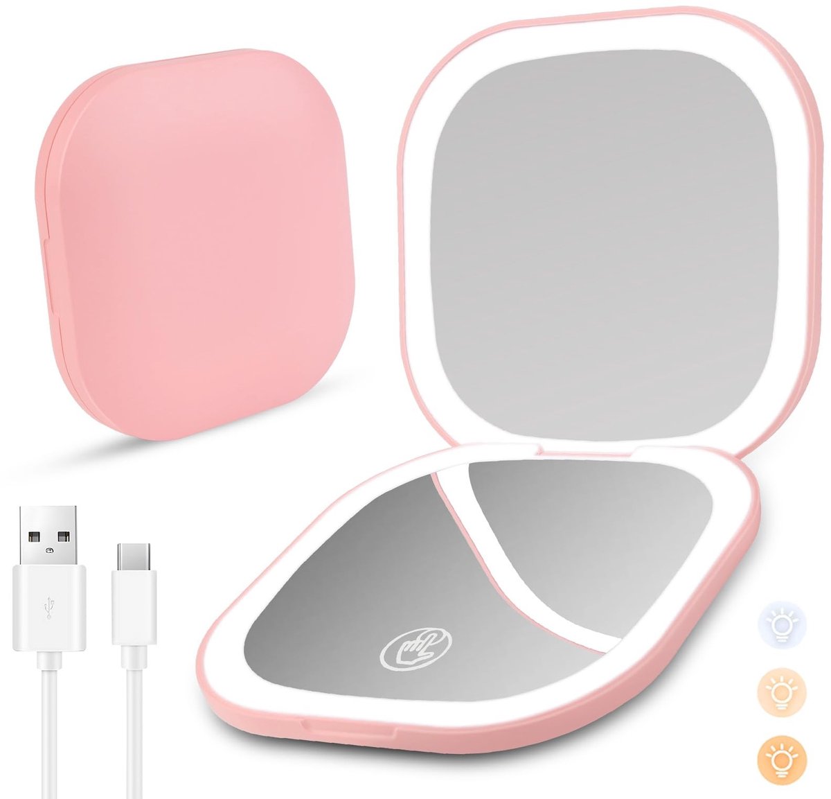 Dailygoods - Compacte Make-up Spiegel met Licht - USB Oplaadbare 1X/3X Vergroting
