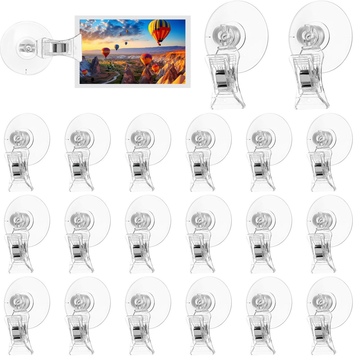 Dailygoods- Zuignappen 20 Stuks - Zuignappen met Haak - Zuignappen voor Glas - Zuignappen voor Raam - Transparant Kunststof - Eenvoudige Installatie - Zuignaphaken