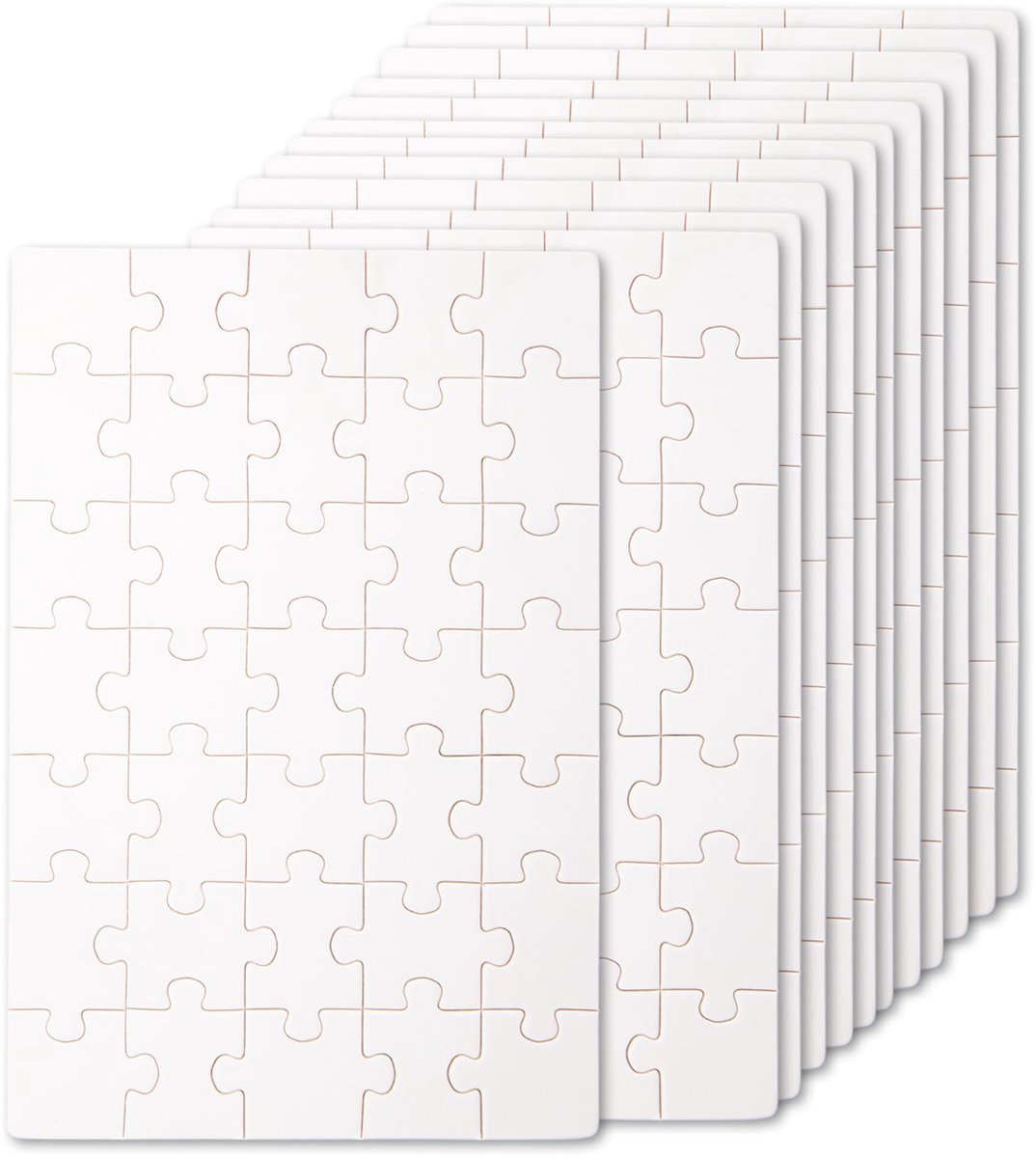 Dailygoods - DIY Puzzel om te Schilderen - 12 Stuks Blanco Witte Puzzel 15 x 10 cm