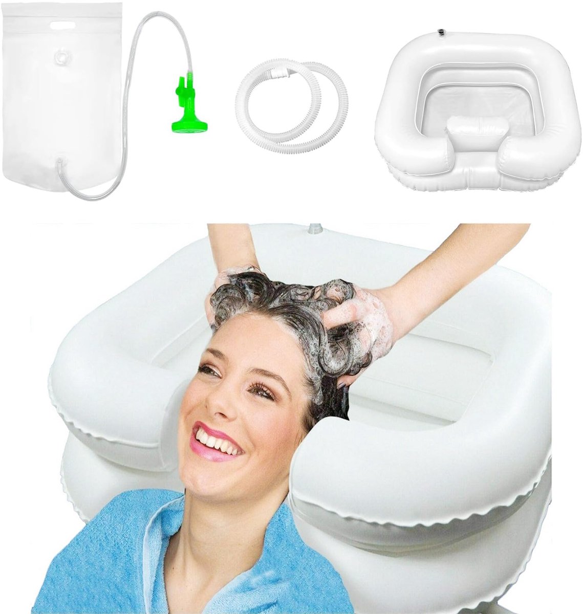 Dailygoods - Opblaasbare Haarwasbak voor Bedlegerigen - Draagbaar Shampoo Wasbakje
